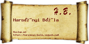Harsányi Béla névjegykártya